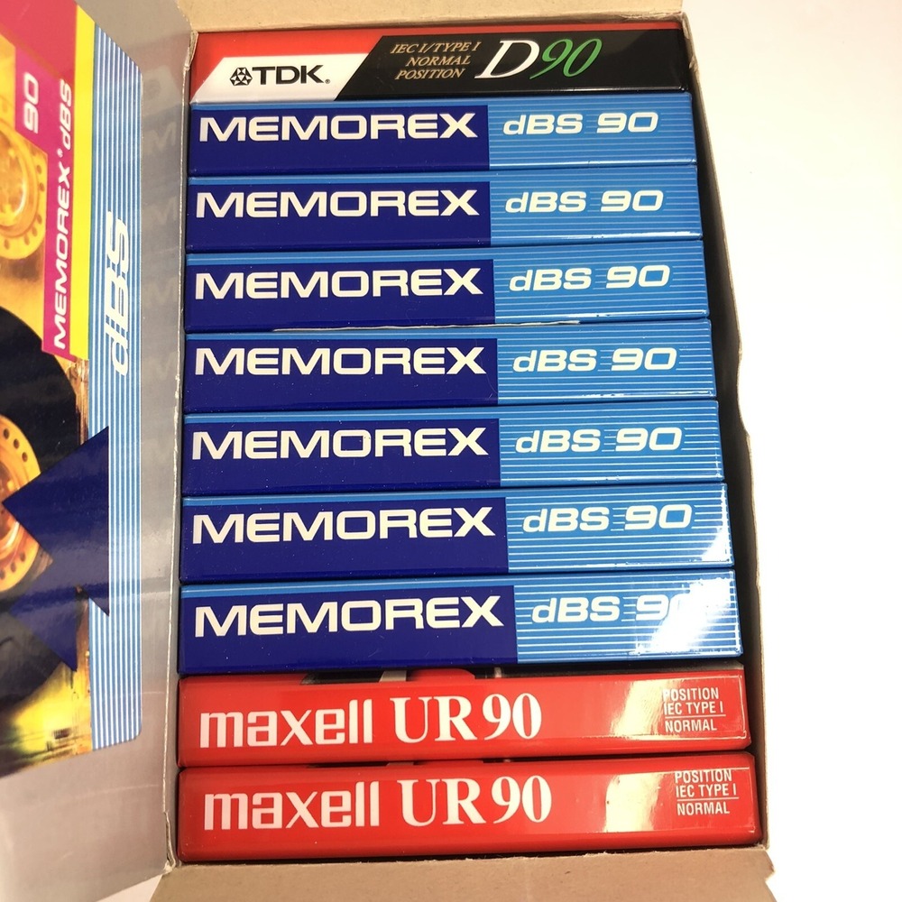 NEW vintage Lot Memorex DBS 90 Audio Blank Cassettes TDK D 90 Maxell UR 90 Mix